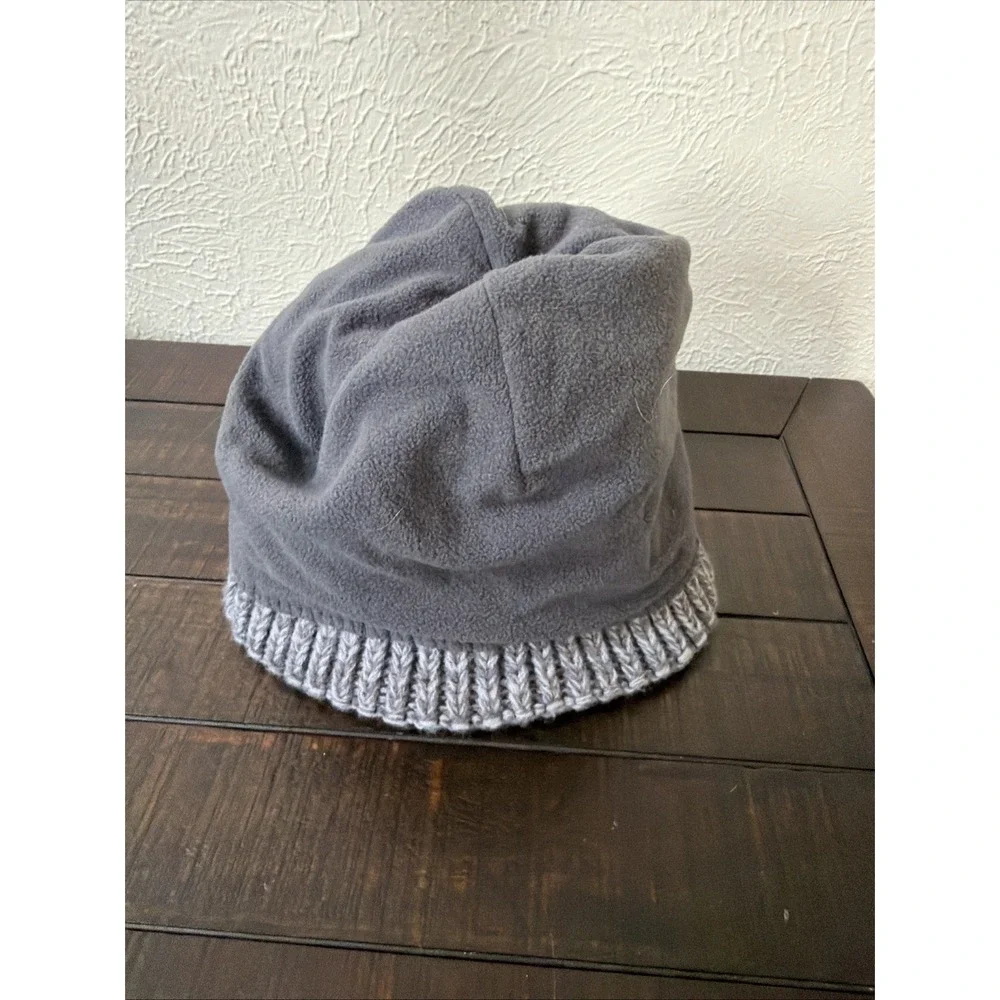 The Children's Place Boys Navy Gray Dinosaur Knit Beanie Hat Pom Pom 2T- 5T